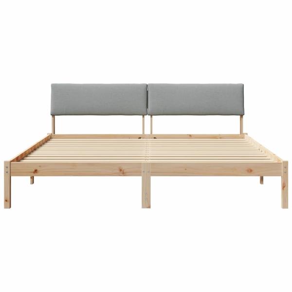 Bettgestell Braun und hellgrau 200 x 200 cm Massivholz Kiefer