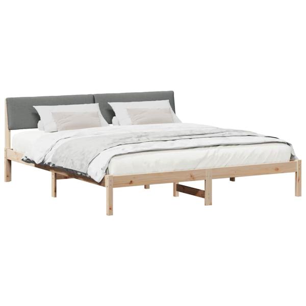 Bettgestell Braun und Dunkelgrau 200 x 200 cm Massivholz Kiefer