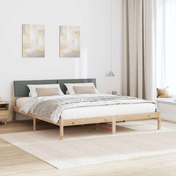 Bettgestell Braun und Dunkelgrau 200 x 200 cm Massivholz Kiefer