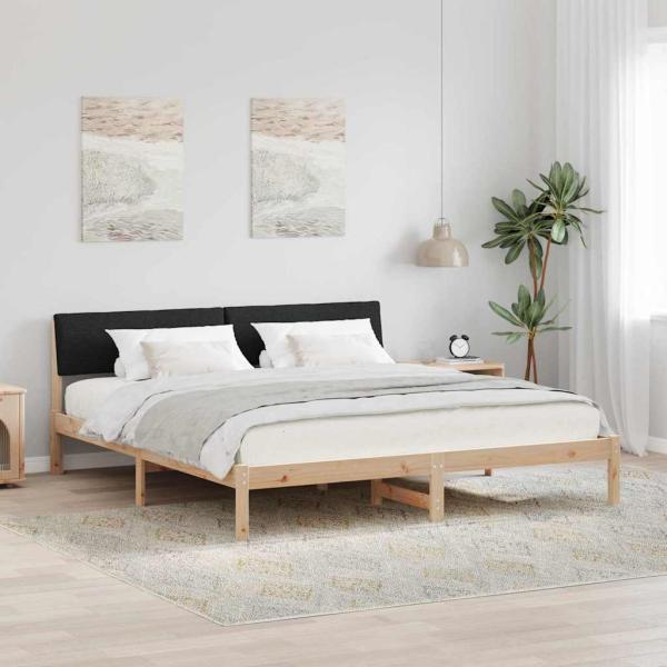 ARDEBO.de - Bettgestell Braun und Schwarz 200 x 200 cm Massivholz Kiefer