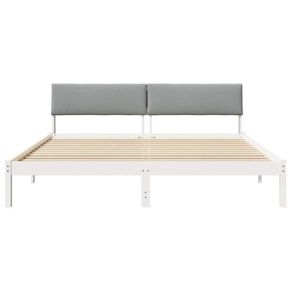 Bettgestell Weiß und Hellgrau 200 x 200 cm Massivholz Kiefer