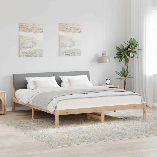 ARDEBO.de - Bettgestell Braun und hellgrau 180 x 200 cm Massivholz Kiefer