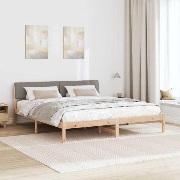 Bettgestell Braun und Taupe 180 x 200 cm Massivholz Kiefer