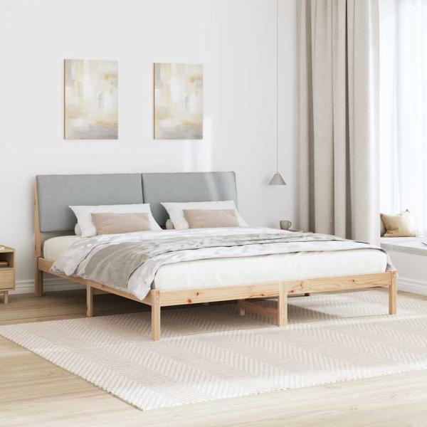 Bettgestell Braun und Hellgrau 200 x 200 cm Massivholz Kiefer