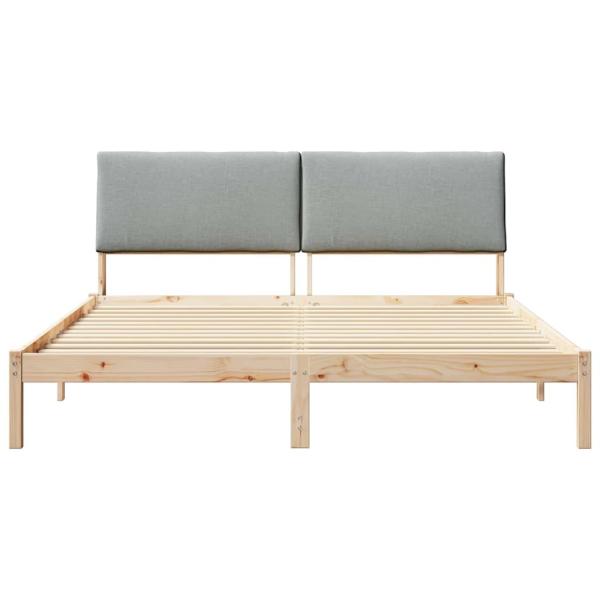 Bettgestell Braun und Hellgrau 200 x 200 cm Massivholz Kiefer