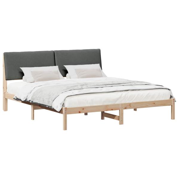Bettgestell Braun und Dunkelgrau 200 x 200 cm Massivholz Kiefer