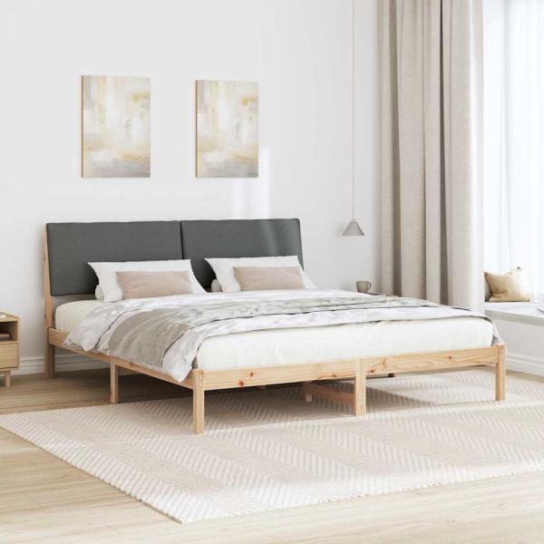 Bettgestell Braun und Dunkelgrau 200 x 200 cm Massivholz Kiefer