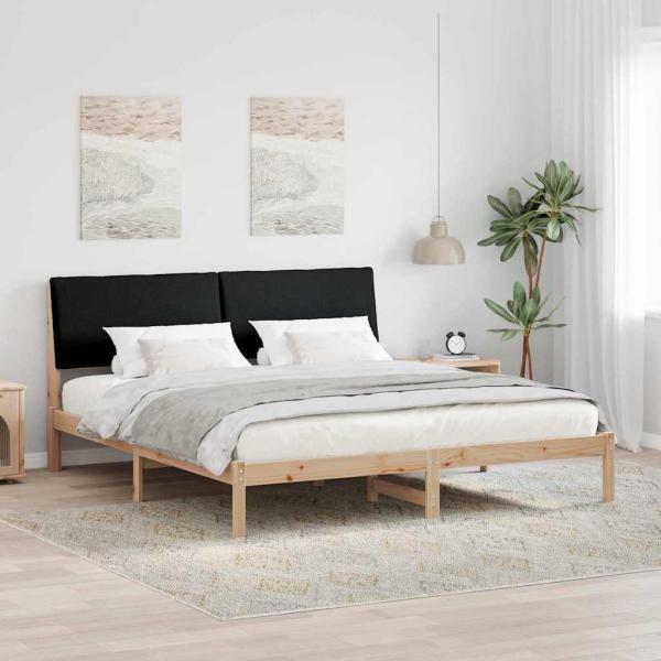 ARDEBO.de - Bettgestell Braun und Schwarz 200 x 200 cm Massivholz Kiefer