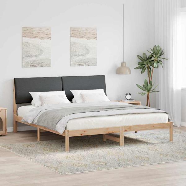 ARDEBO.de - Bettgestell Braun und Dunkelgrau 180 x 200 cm Massivholz Kiefer