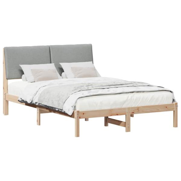 Bettgestell Braun und Hellgrau 160 x 200 cm Massivholz Kiefer