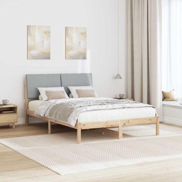 Bettgestell Braun und Hellgrau 160 x 200 cm Massivholz Kiefer