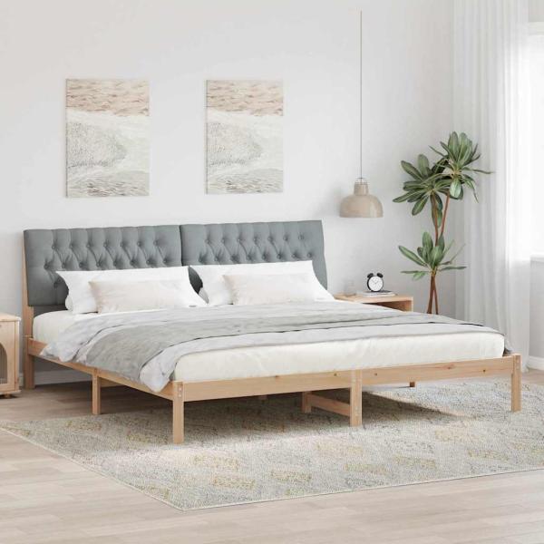 ARDEBO.de - Bettgestell mit gepolstertem Kopfteil Braun 200 x 200 cm