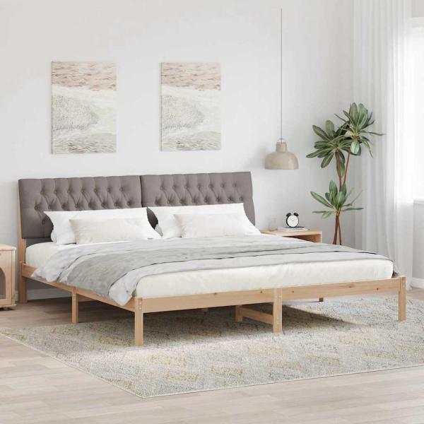 ARDEBO.de - Bettgestell mit gepolstertem Kopfteil Braun 200 x 200 cm