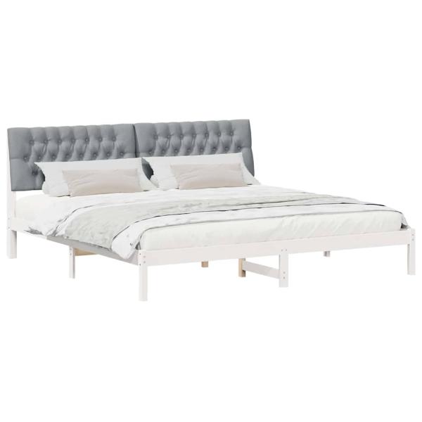 Bettgestell mit gepolstertem Kopfteil Weiß 200 x 200 cm