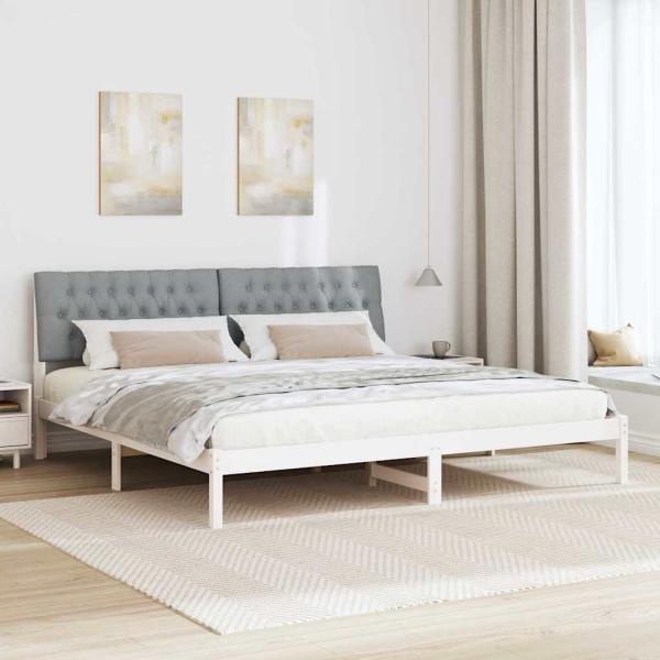 Bettgestell mit gepolstertem Kopfteil Weiß 200 x 200 cm