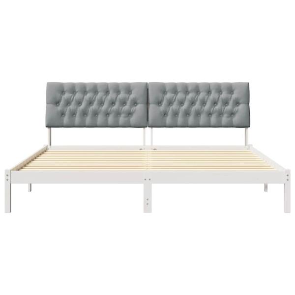 Bettgestell mit gepolstertem Kopfteil Weiß 200 x 200 cm