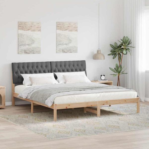 ARDEBO.de - Bettgestell mit gepolstertem Kopfteil Braun 180 x 200 cm
