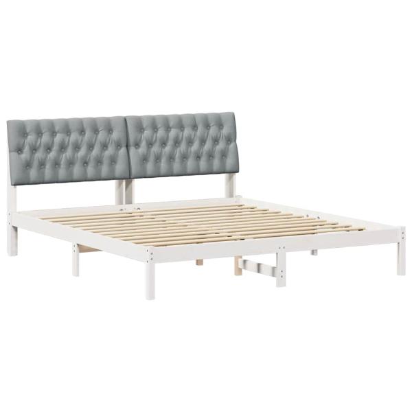 Bettgestell mit gepolstertem Kopfteil Weiß 180 x 200 cm