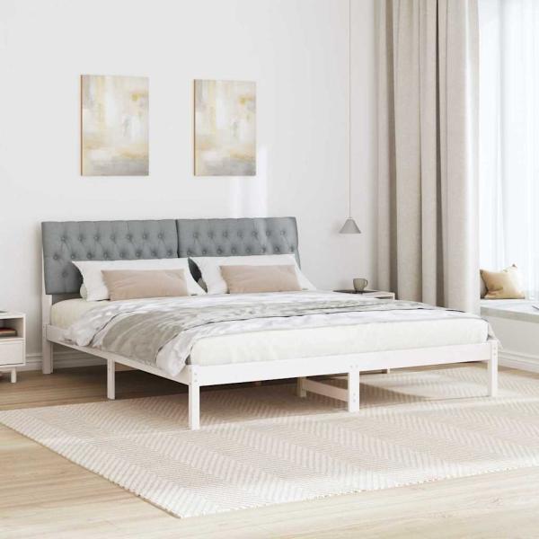 Bettgestell mit gepolstertem Kopfteil Weiß 180 x 200 cm