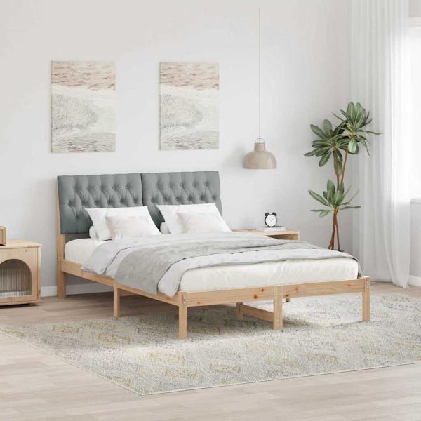 ARDEBO.de - Bettgestell mit gepolstertem Kopfteil Braun 150 x 200 cm