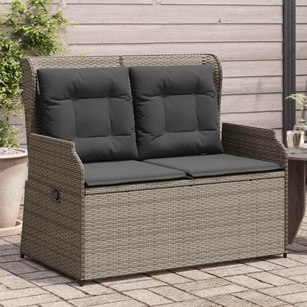 Gartenbank Grau Poly-Rattan
