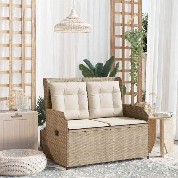 ARDEBO.de - Gartenbank Beige Poly-Rattan