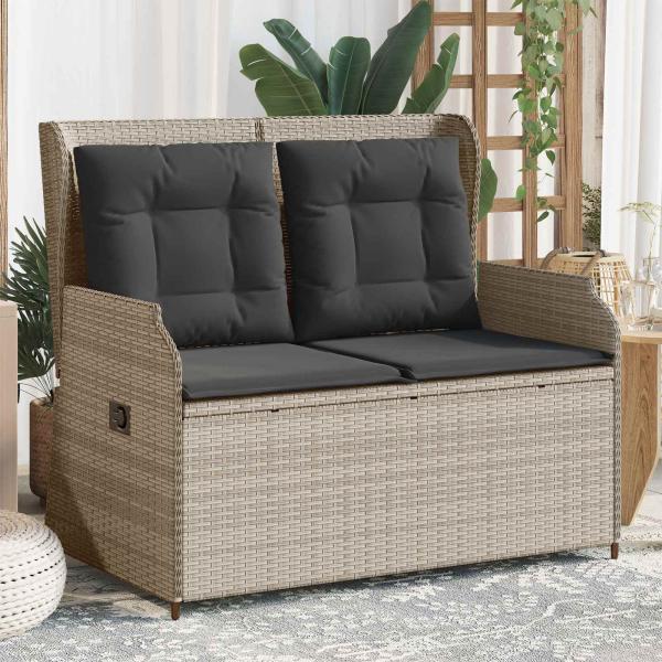 Gartenbank Hellgrau Poly-Rattan