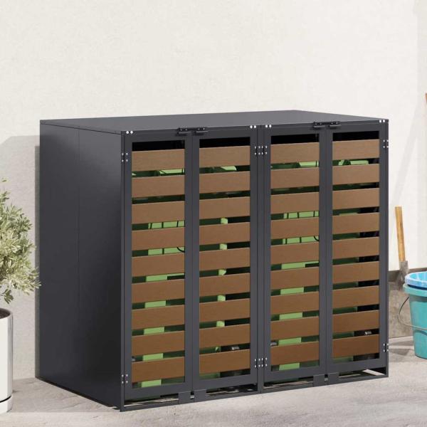 ARDEBO.de - Mülltonnenbox für 2 Behälter Stahl Anthrazit