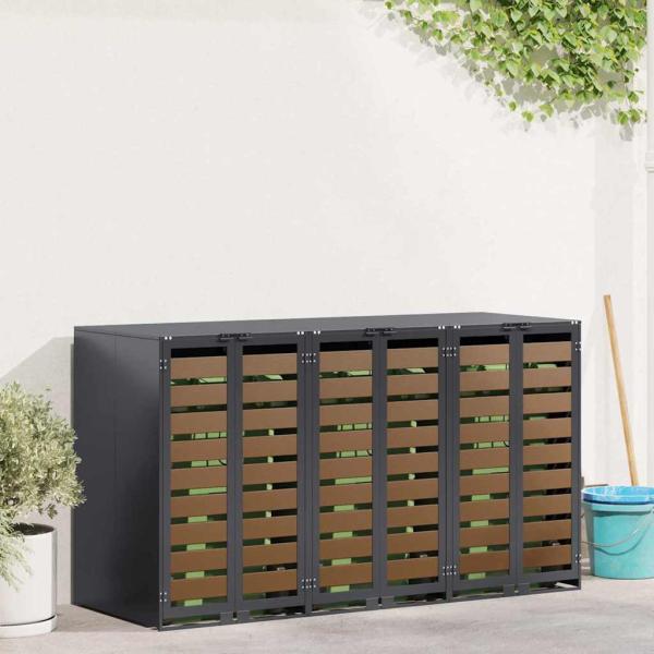 ARDEBO.de - Mülltonnenbox für 3 Behälter Stahl Anthrazit