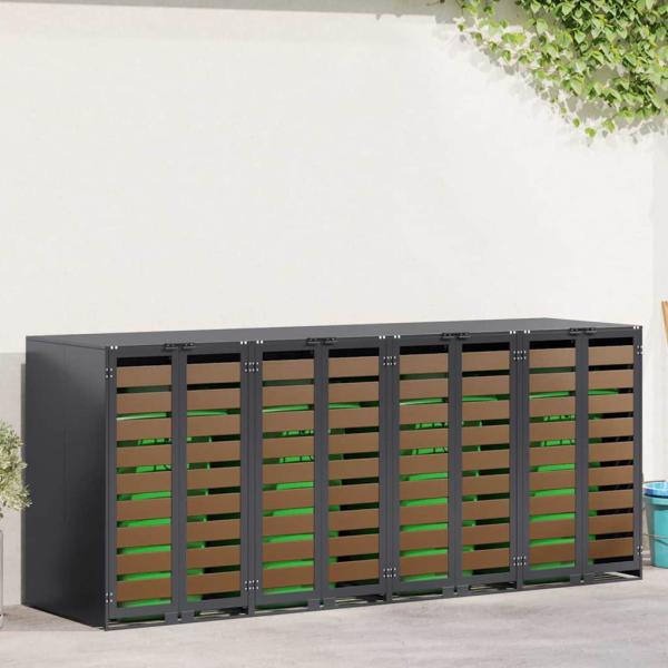ARDEBO.de - Mülltonnenbox für 4 Behälter Stahl Anthrazit