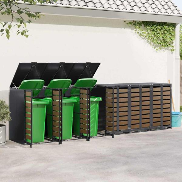 Mülltonnenbox für 6 Behälter Stahl Anthrazit