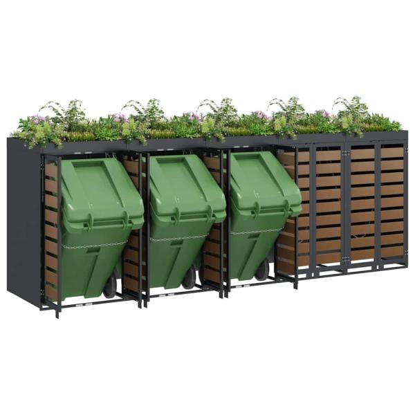 Mülltonnenbox für 5 Behälter Stahl Anthrazit