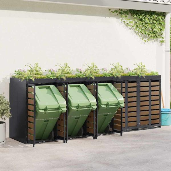 Mülltonnenbox für 5 Behälter Stahl Anthrazit