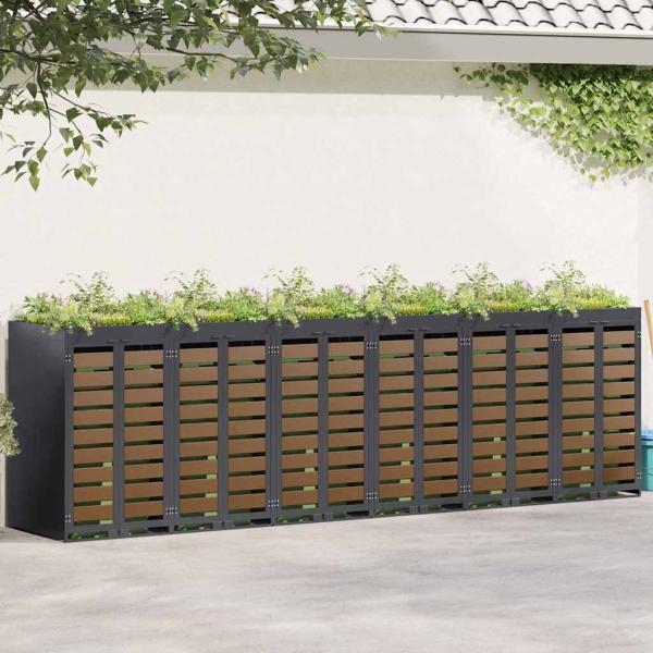 ARDEBO.de - Mülltonnenbox für 6 Behälter Stahl Anthrazit