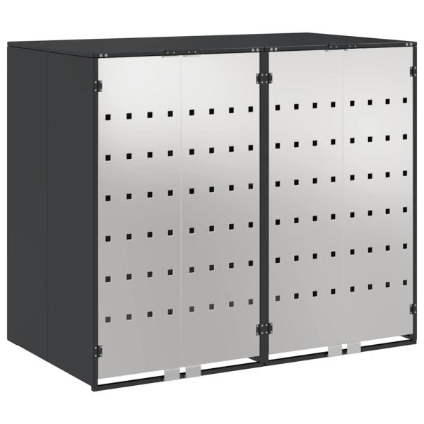 Mülltonnenbox für 2 Behälter Edelstahl Anthrazit