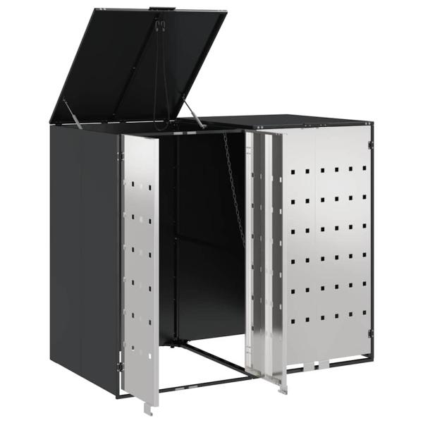 Mülltonnenbox für 2 Behälter Edelstahl Anthrazit