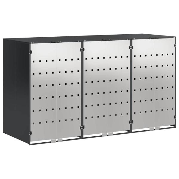 Mülltonnenbox für 3 Behälter Edelstahl Anthrazit