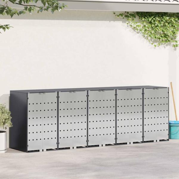 ARDEBO.de - Mülltonnenbox für 5 Behälter Edelstahl Anthrazit