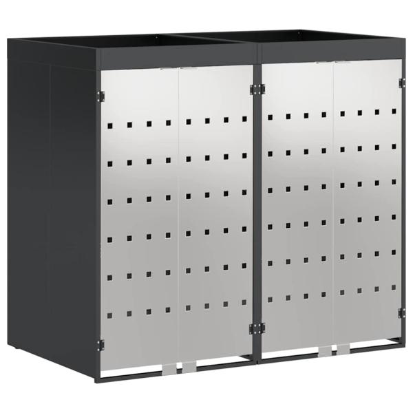 Mülltonnenbox für 2 Behälter Edelstahl Anthrazit