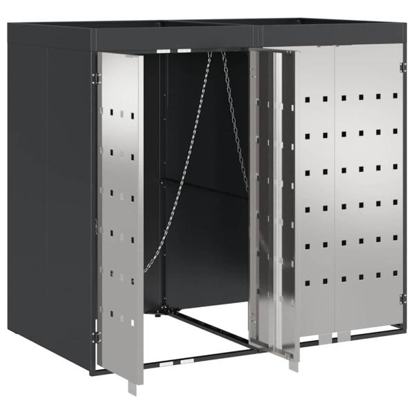 Mülltonnenbox für 2 Behälter Edelstahl Anthrazit