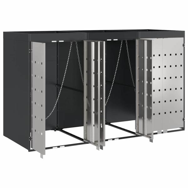 Mülltonnenbox für 3 Behälter Edelstahl Anthrazit