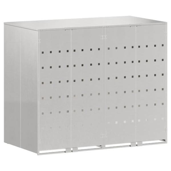 Mülltonnenbox für 2 Behälter Edelstahl Silber