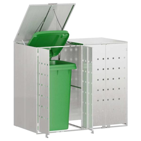 Mülltonnenbox für 2 Behälter Edelstahl Silber