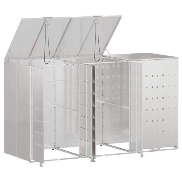 Mülltonnenbox für 3 Behälter Edelstahl Silber