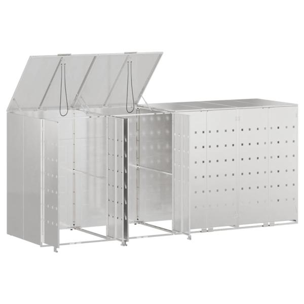 Mülltonnenbox für 4 Behälter Edelstahl Silber