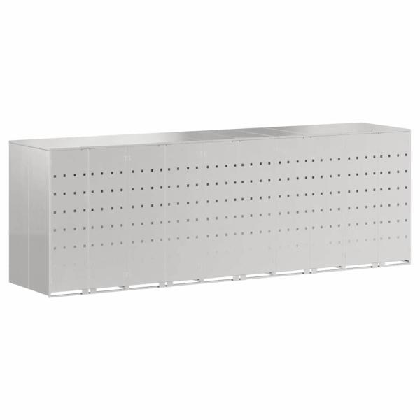 Mülltonnenbox für 5 Behälter Edelstahl Silber