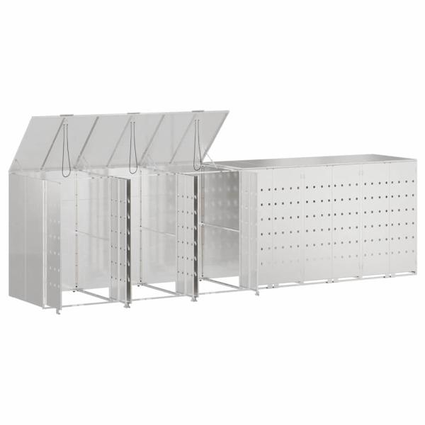Mülltonnenbox für 6 Behälter Edelstahl Silber