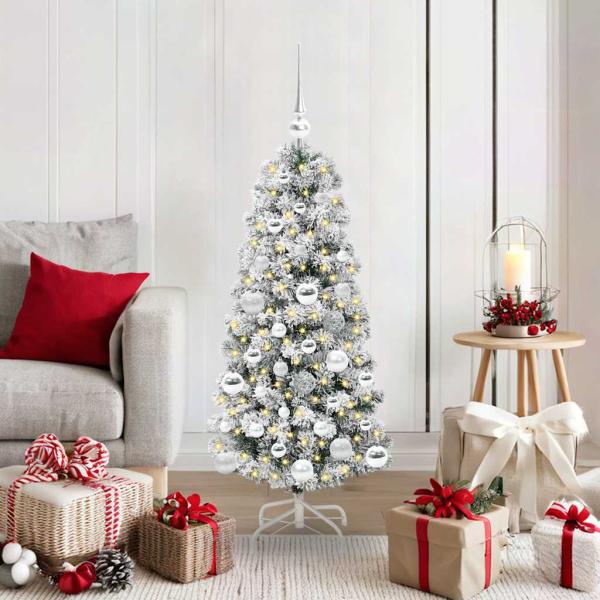 ARDEBO.de - Künstlicher klappbarer Weihnachtsbaum Grün und Weiß 120 cm