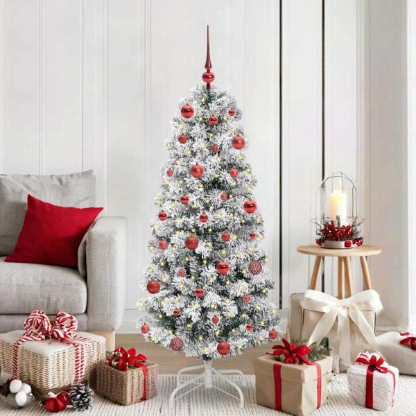ARDEBO.de - Künstlicher klappbarer Weihnachtsbaum Grün und Weiß 150 cm