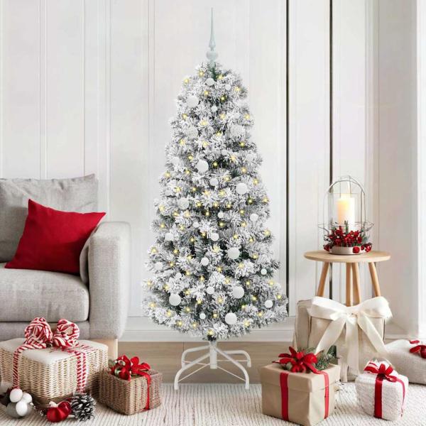 ARDEBO.de - Künstlicher klappbarer Weihnachtsbaum Grün und Weiß 150 cm